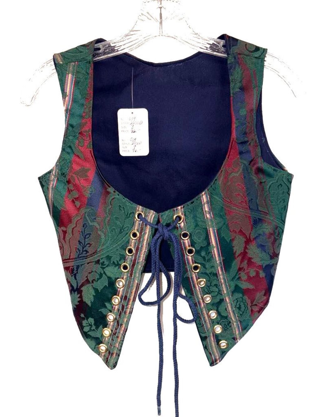 Renaissance Brocade Bodice Reversible Jewel Tones Boned New Approx Sz 6